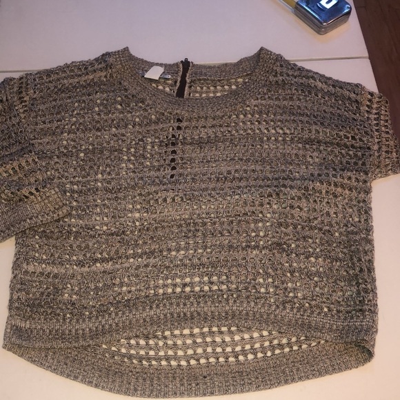 Two by Two  New York size XL tan/ beige open knit scoop neck 3/4 sleeve,back zip - Picture 7 of 14